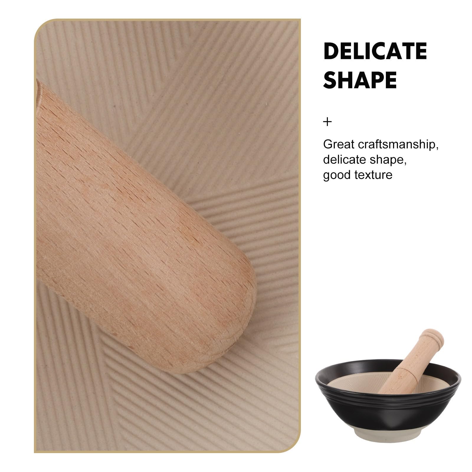 Mortaio Giapponese in Ceramica Nera con Pestello in Legno, Ciotola