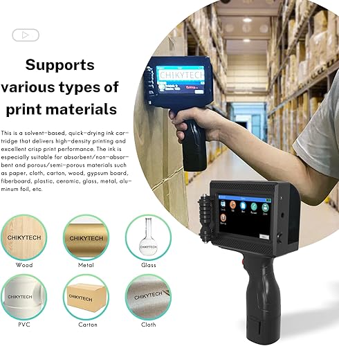 Miniatura 5 de CHIKYTECH Impresora portátil de inyección de tinta portátil ZK-1690 con pantalla táctil de 4.3 pulgadas, impresora de inyección de tinta portátil de