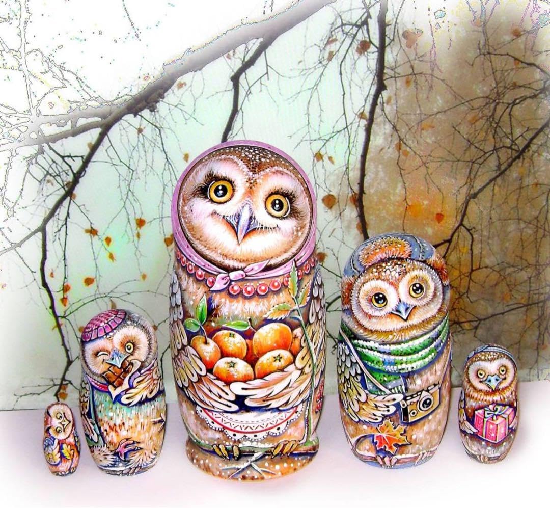 ロシア雑貨☆ウッドバーニング ロシアのフクロウ秋キノコマトリョーシカ ミラ最新作 Amazon | ロシア雑貨ウッドバーニング フクロウ マトリョーシカ