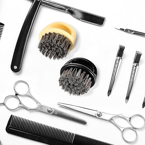 Miniatura 6 de Juego de 4 cepillos para nudillos: cepillo para desvanecer, cepillo para barba de barbero para hombres, cepillo de cara y cuello, cepillo para