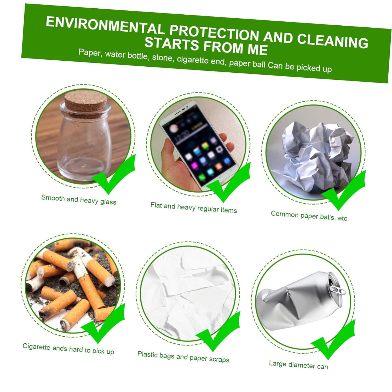 Amosfun Portable Trash Picker Tool Waste Paper Grabber with Comfortable Grip Garbage Tongs for Litter Collection Outdoor Environments