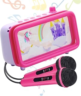 Kids Karaoke Machine with 2 Microphones Bluetooth Toddler Karaoke Speaker for Gi - Compare price