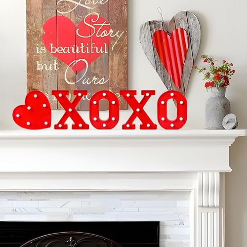 Miniatura 3 de EDYCON Letrero con luces para el día de San Valentín, decoración de mesa, letras con luz LED, funciona con pilas, para decoración del hogar, fiesta,