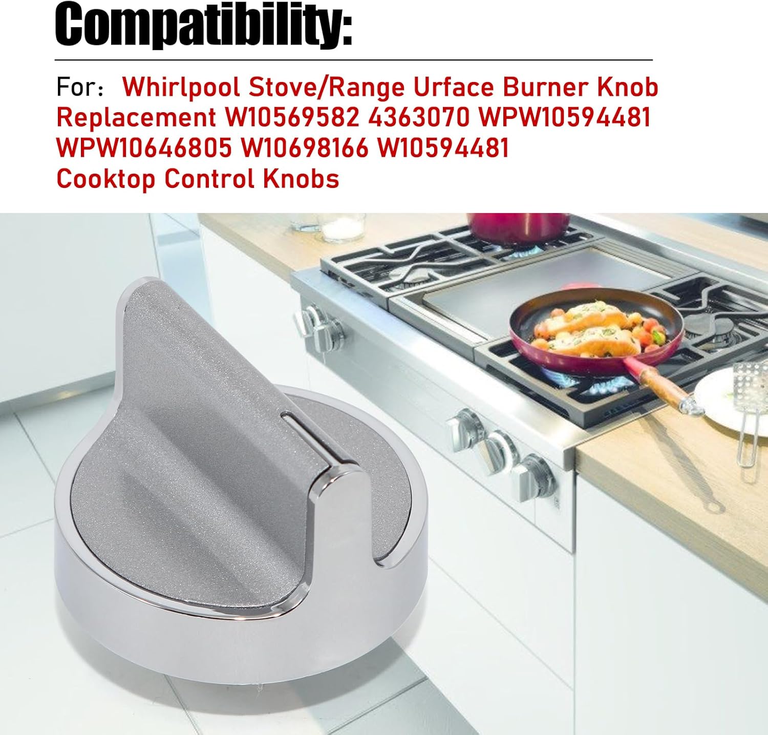 W10828837 Range Stove Knobs Replacement for Whirlpool and Amana Gas Range-5 Pack