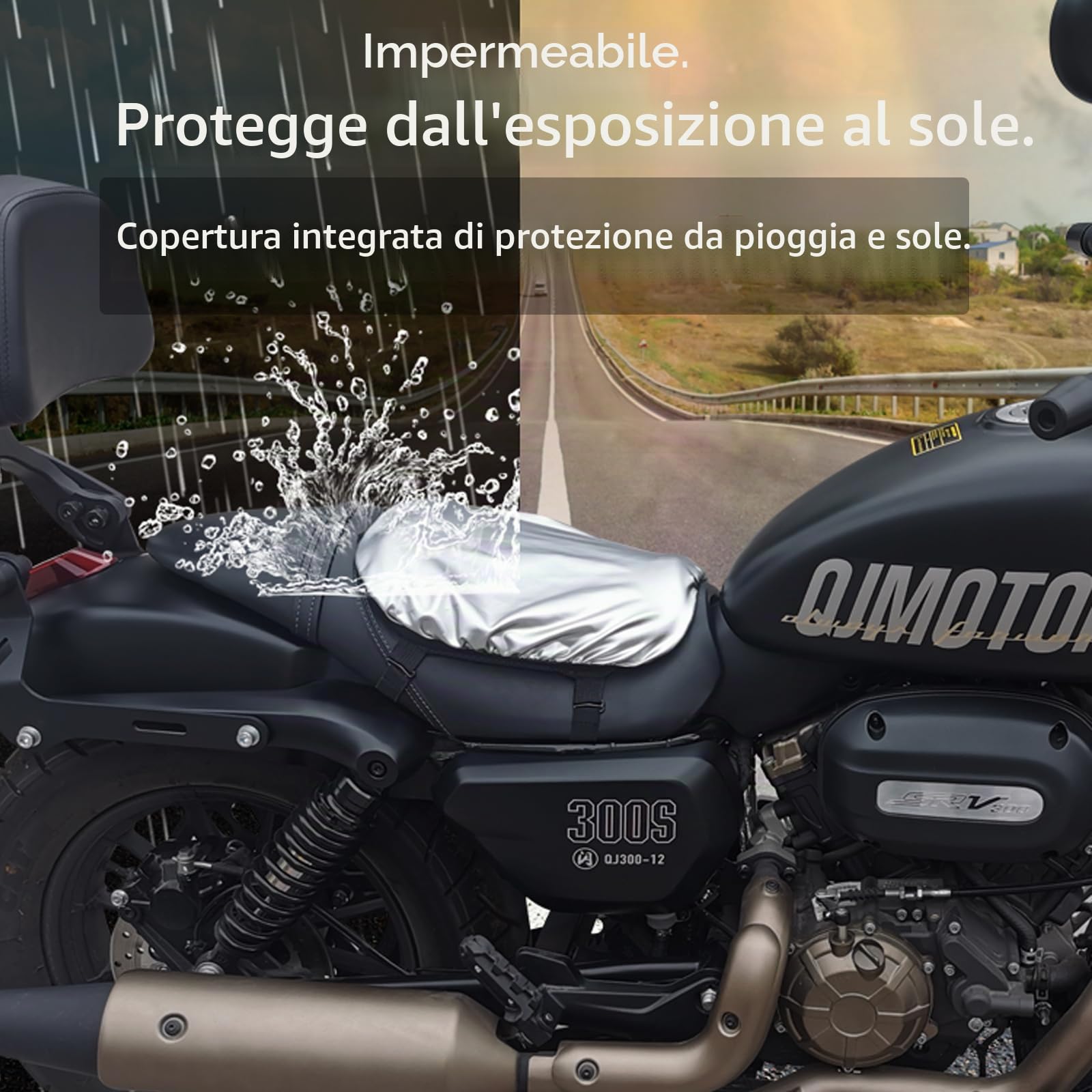Cuscino per Sedile Moto Cuscino Sella Moto Cuscino per Sedile in Gel Telaio a Nido D'ape con Cuscinetto Parasole, Traspirante, per Lunghi Viaggi, Impermeabile, Protezione Solare