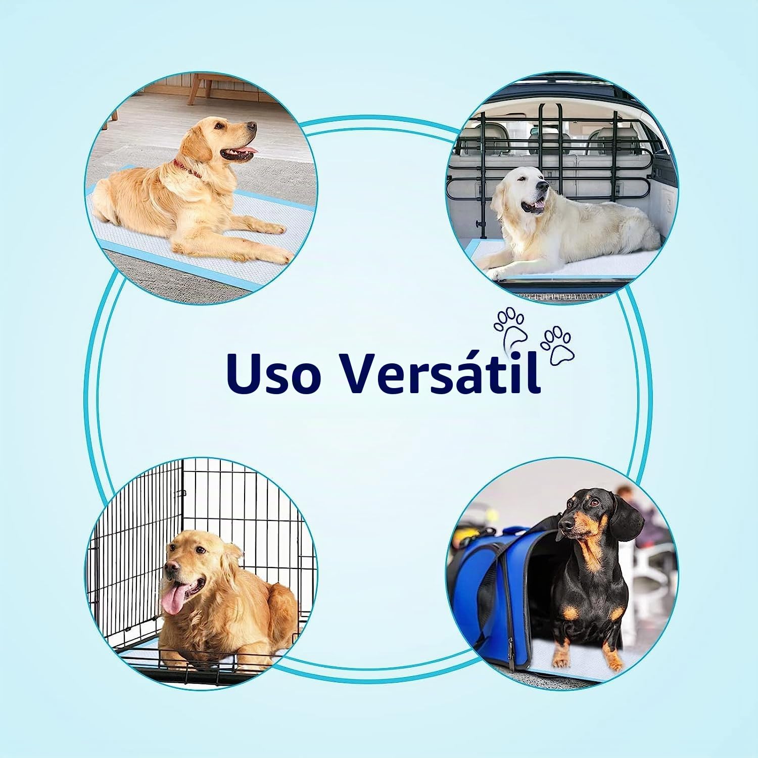Ownpets Empapadores Perros, 80x90cm, Paquete de 40, Desechable, Secado Rápido,6 Capas, Azul, XL