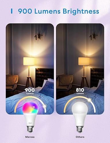 Miniatura 5 de MEROSS - Bombilla LED inteligente con WiFi, compatible con Apple HomeKit, Siri, Alexa, SmartThings, E26 multicolor regulable 2700 K-6500 K RGBWW,
