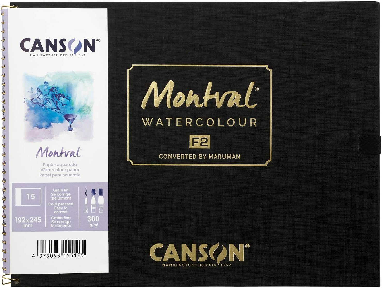 Canson C12A Sketchbook - Monbal Watercolor Paper Acid-Free Paper - F2 Size, 15 Sheets