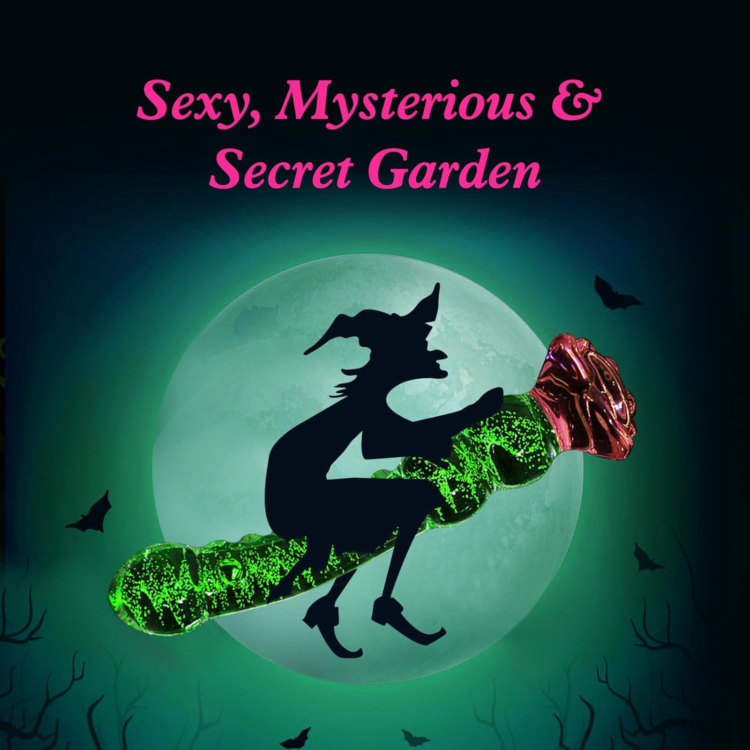 Glass Dildo Rose Adult Tool for Women – Anal Dildo Glow in the Dark Borosilicate Glass Toy for Temperature Play with Anal Beads & Textured Design, 8 Inch Butt Plug for Women (Clear Glow)