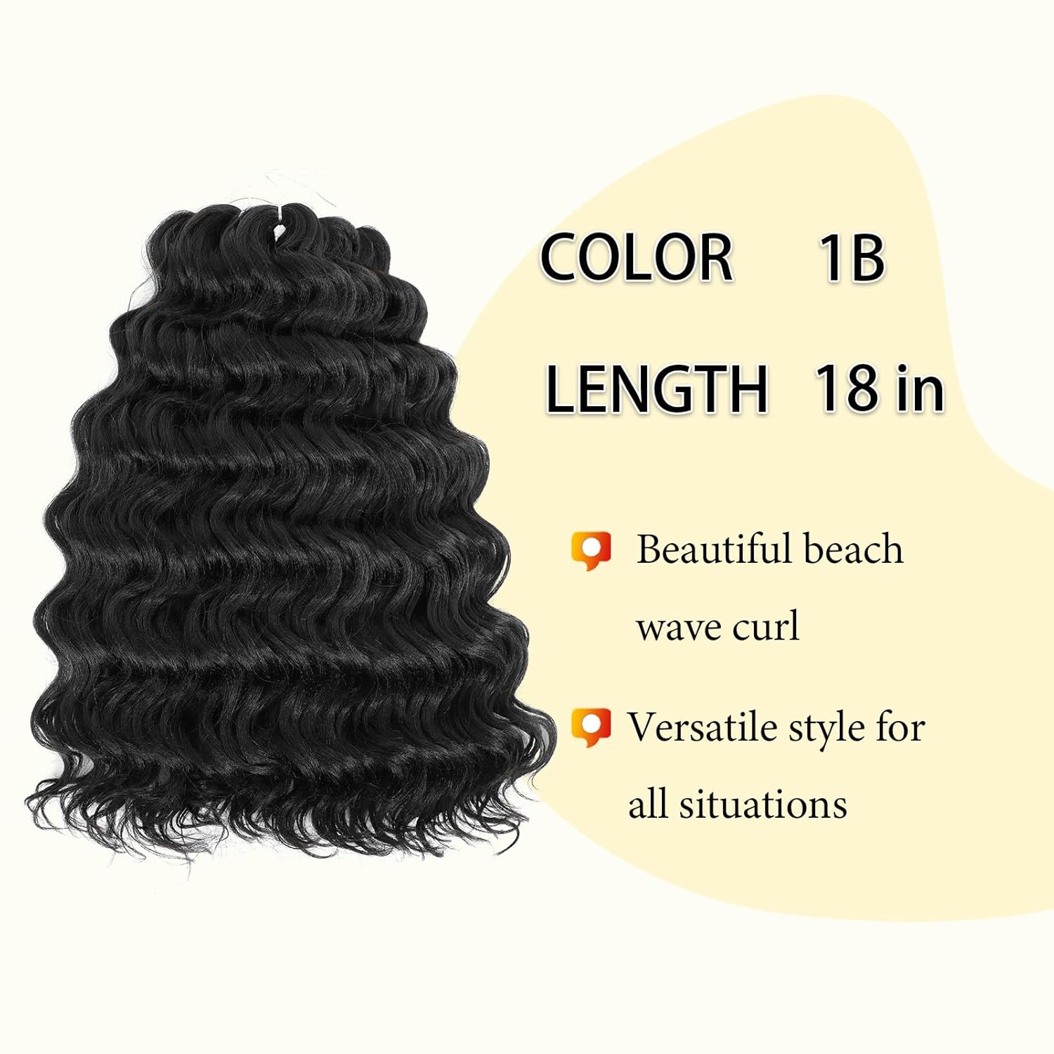 Curly Braiding Hair 18inch Ocean Wave Crochet Hair 7Packs Beach Curl Wet And Wavy Crochet Hair for Black Women,Deep Wave Crochet Hair Extensions 1B…
