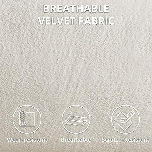 Miniatura 6 de INZOY Silla giratoria de barril con tela de terciopelo, silla giratoria con cojín suave grueso, cómoda silla giratoria redonda para sala de estar y