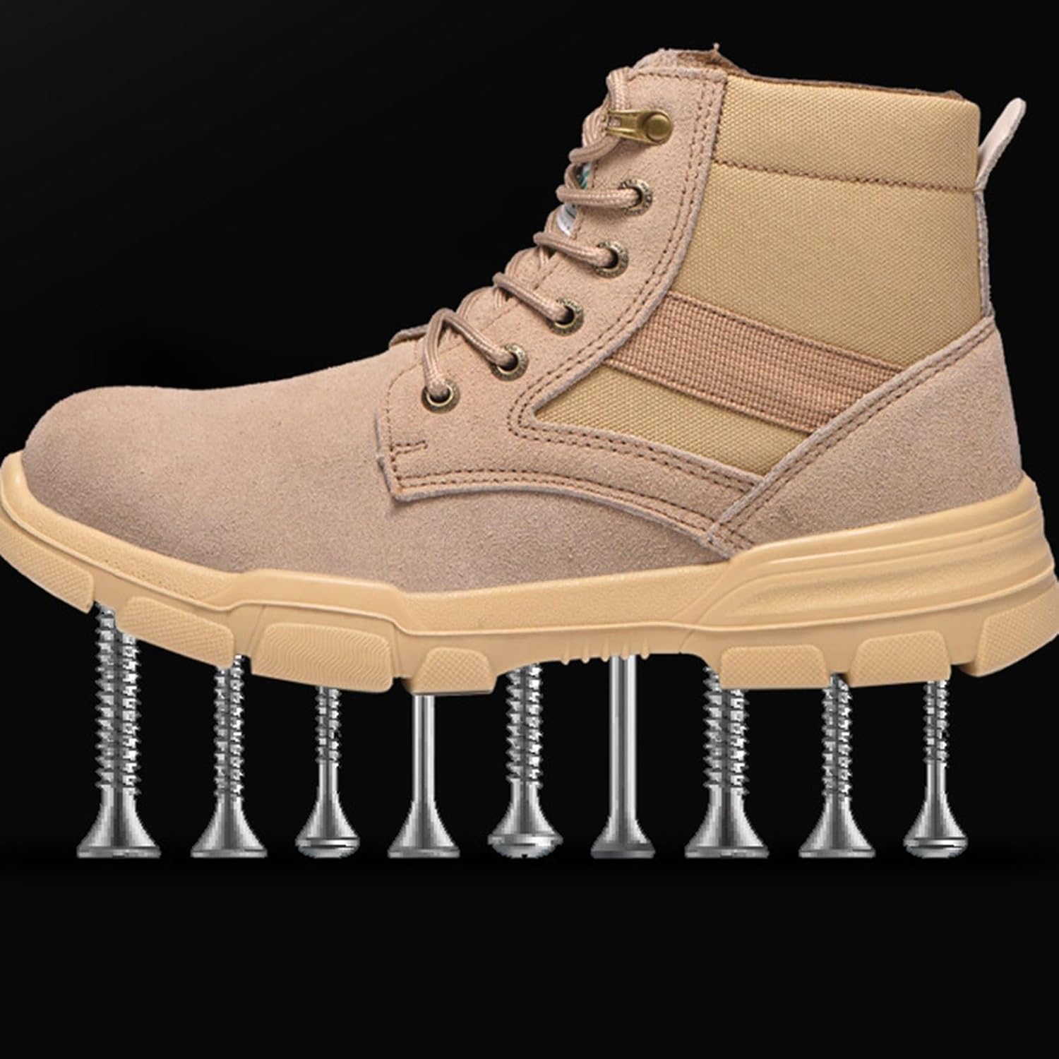 [Taopagii] 安全靴 ハイカット スエード 牛革 セーフティーシューズ ワークブーツ 鋼つま先 つま先保護 貫通防止 通気