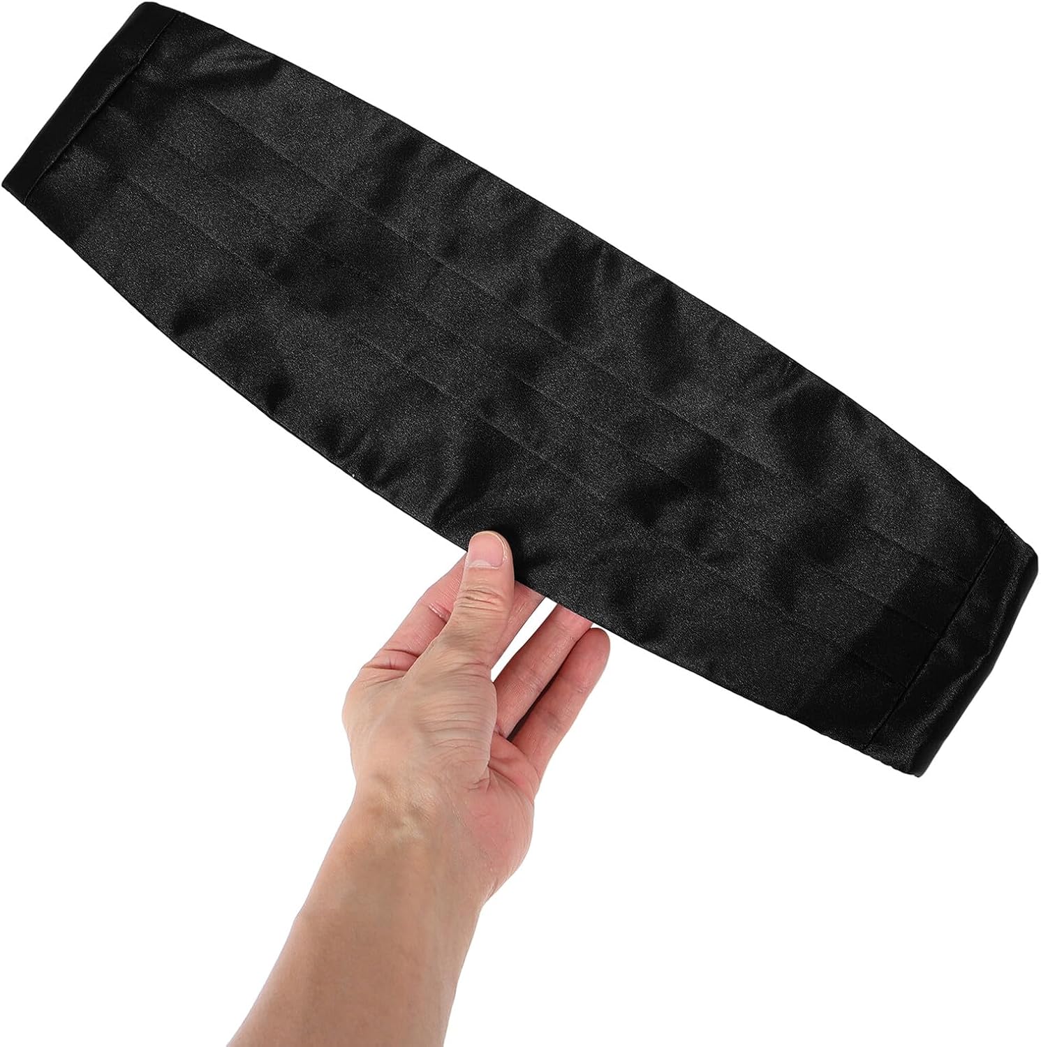 TEHAUX Men’s Satin Cummerbund Adjustable Black Tuxedo Waistband Formal Accessory for Weddings Proms and Evening Parties