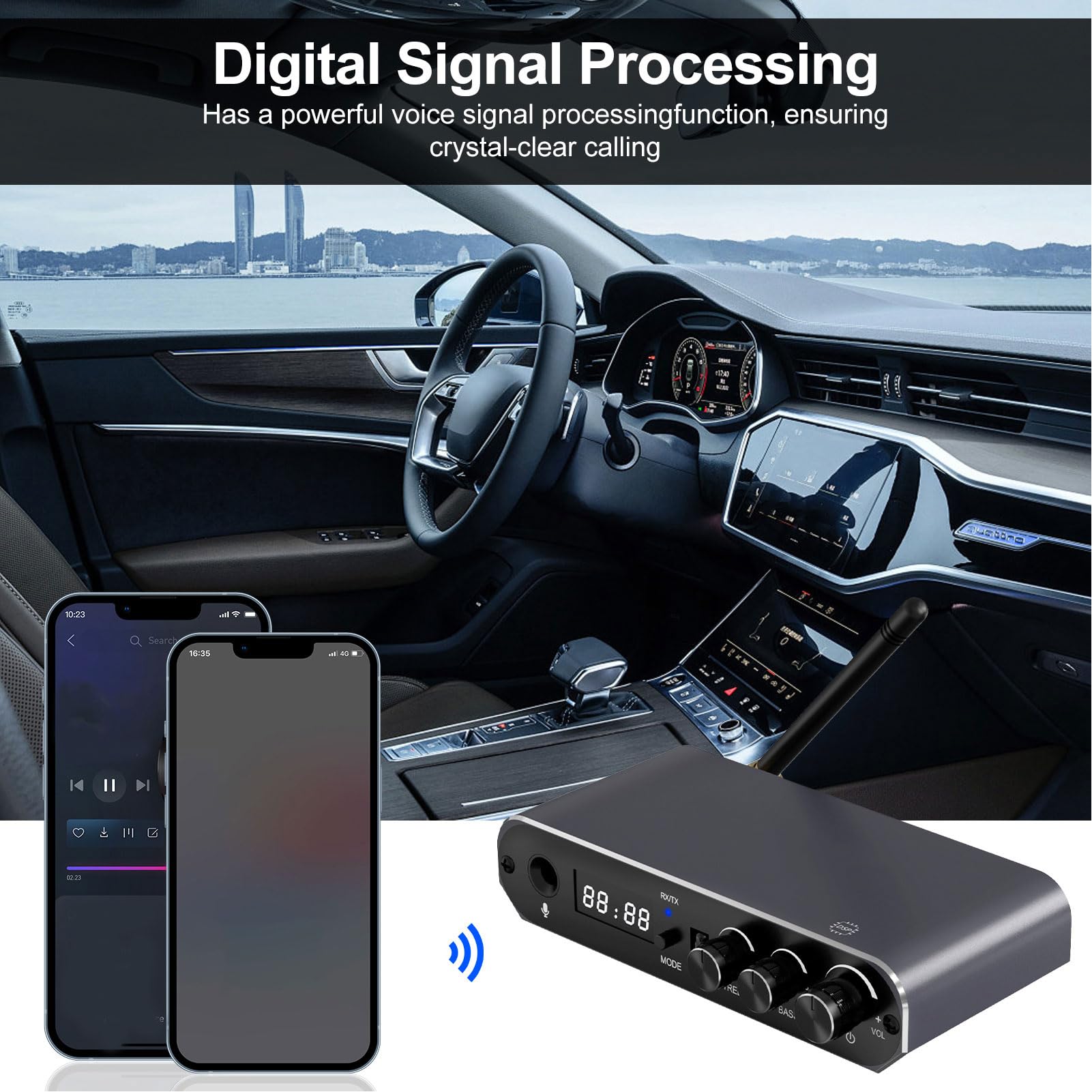 Sxhlseller Récepteur Bluetooth 5.1 pour Home Stéréo, Adaptateur Audio à Faible Latence et HD, Récepteur D'émetteur Bluetooth de Musique sans Fil HiFi avec RC A Coaxial AUX 3,5 Mm, Contrôle
