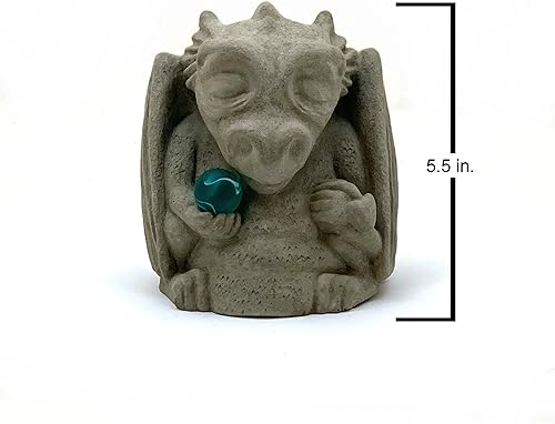 Miniatura 6 de Dragón de Buda meditador con esfera zen piedra sólida y duradera. Perfecto para el hogar, jardín o regalo. Sellado para uso en exteriores. Hecho a