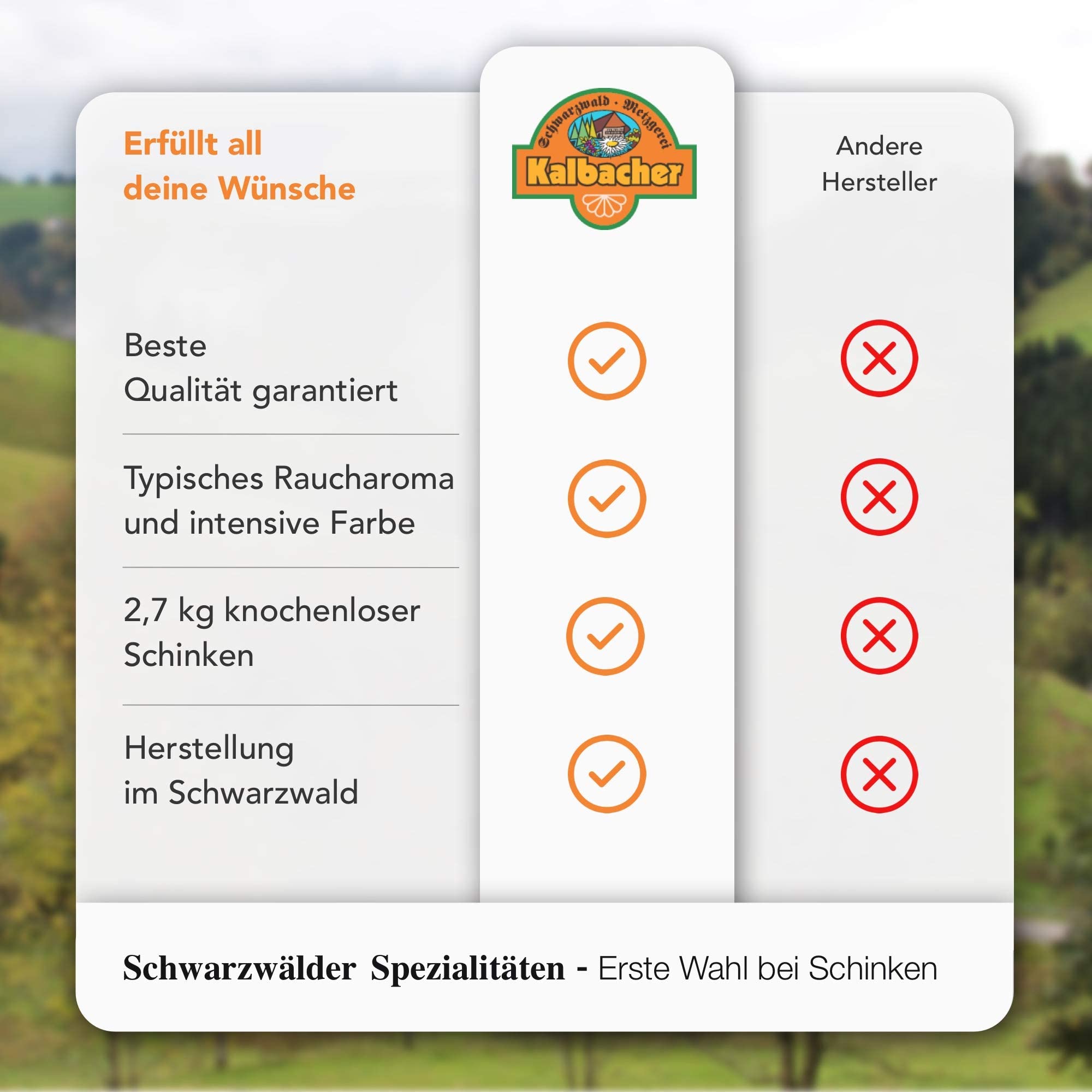 Schwarzwälder Schinken - 2,7 kg - Hüfte 1/2 Stück - Goldenes DLG Abzeichen 2019 - Traditionell geräuchert