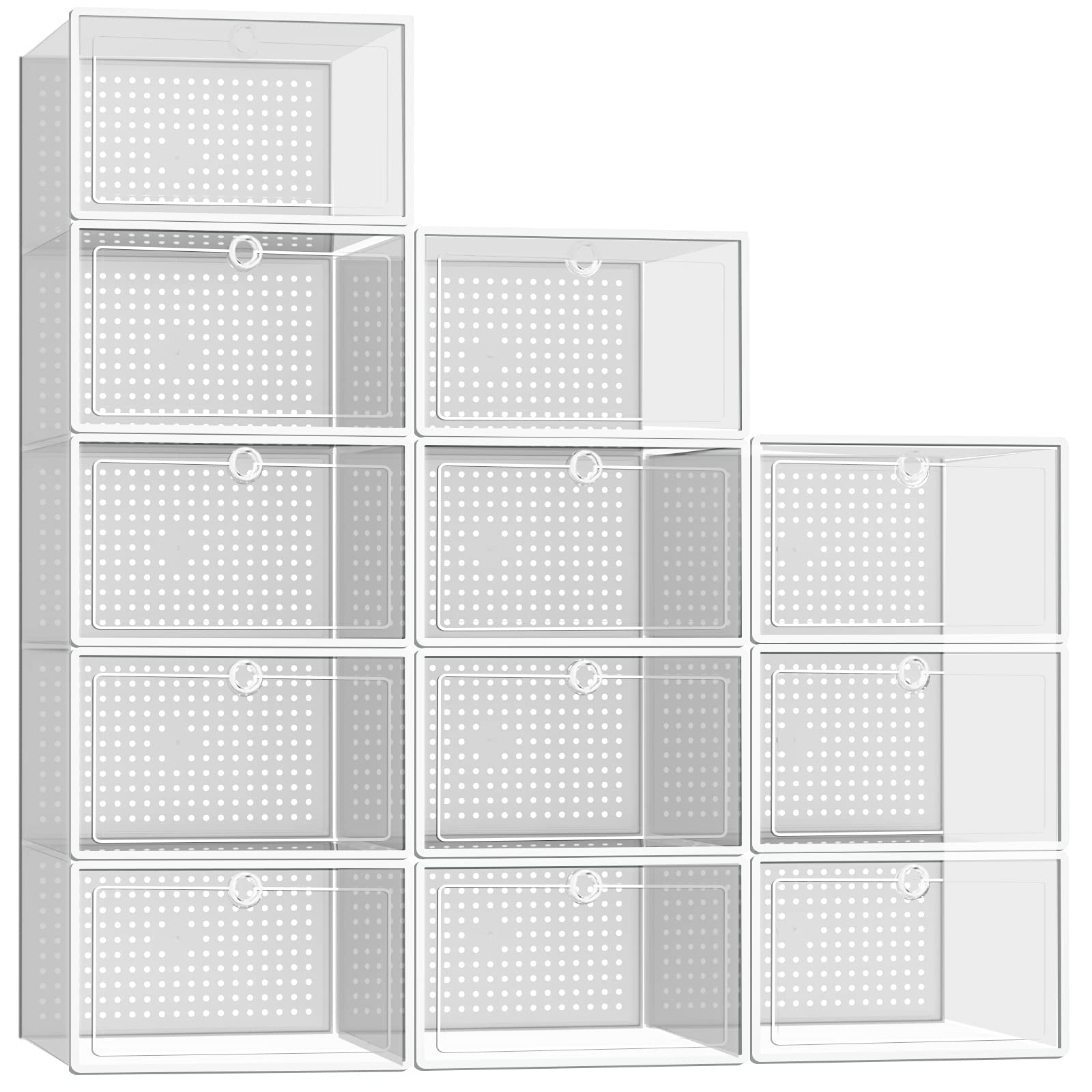 Buy 12 Pack Shoe Storage Boxes, Shoe Boxes Clear Plastic Stackable ...