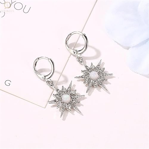 Miniatura 3 de Starburst Huggie Statement Handmade Earrings Devil's Eye Teardrop Zircon Dandelion Earrings Minimalist Trending Opal Star Earrings Bridesmaid