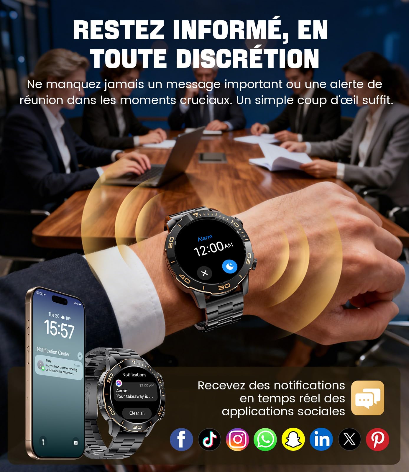 Montre Connectée Homme Militaire, Appel Bluetooth Smartwatch avec 1.43"AMOLED Écran/800 Batterie, 170+Modes Sportifs, IP68 Étanche Fréquence Cardiaque/Suivi du Sommeil pour Android iOS, Noir