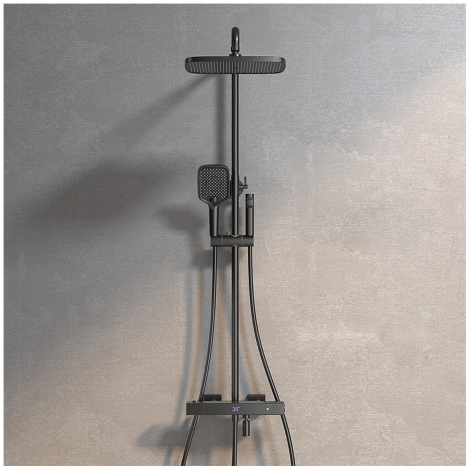 Ensemble de douche thermostatique mural, système de douche avec pomme de pluie et bec baignoire