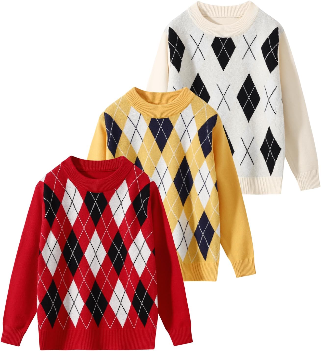 3 Pack Boys Pullover Sweater Sweatshirts Casual Top 3-14Y