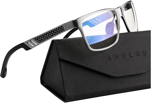 Miniatura 87 de ANYLUV Gafas de bloqueo de luz azul para hombre, gafas de juegos de computadora, ligeras, de metal Al-Mg, protección ocular antifatiga ocular