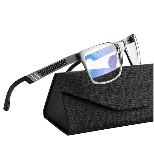 ANYLUV Blue Light Blocking Glasses Men Computer Gaming Glasses Lightweight Al-Mg Metal Anti Eyestrain Eye Protection
