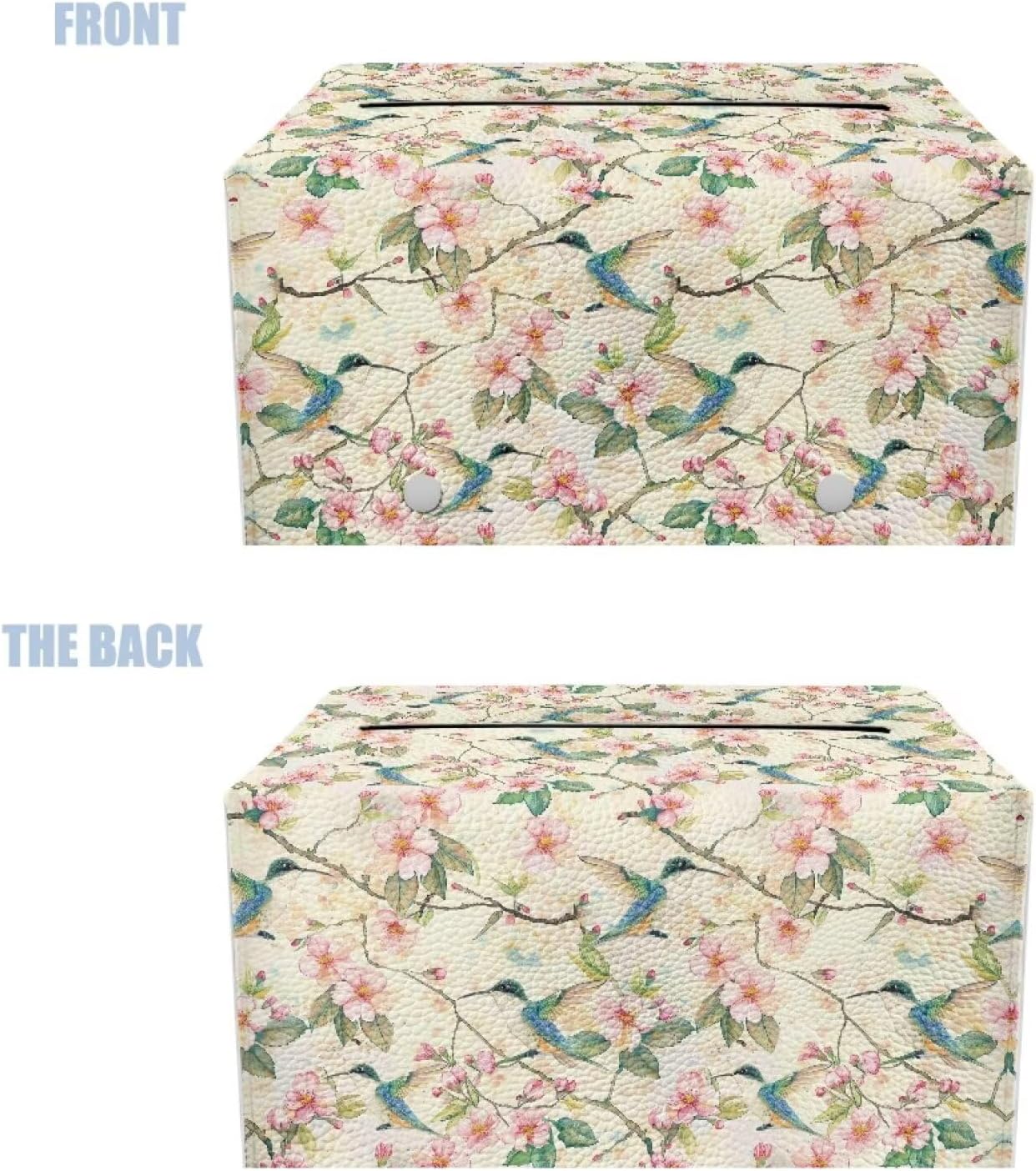 Hummingbird Flower Tissue Box Holder,Modern Rectangular Tissue Box Waterproof Tissues Box Cover Fashion Decorative Tissues Box Organizer Home Decor Items image 3