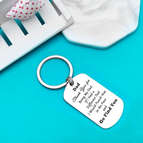 Miniatura 5 de Xiahuyu Regalo de Navidad para papá, regalo de cumpleaños con texto en inglés "Thank You for Being My Dad", llavero para el día del padre, regalo