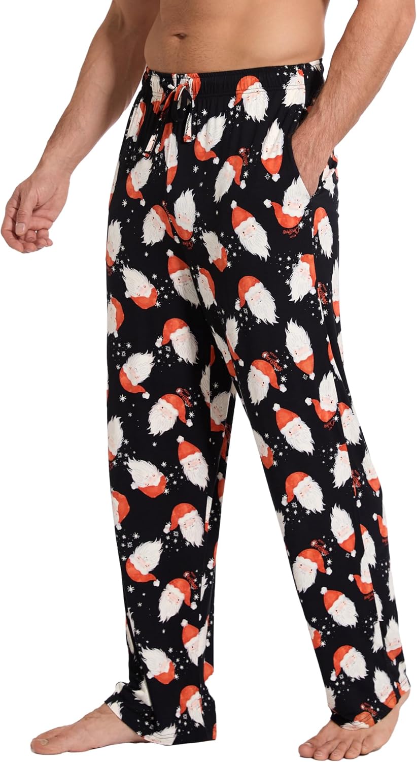 GYS Men's Bamboo Viscose Pajama Pants, Soft Sleep Lounge Pants Comfy Pj Bottoms with Pockets & Drawstring