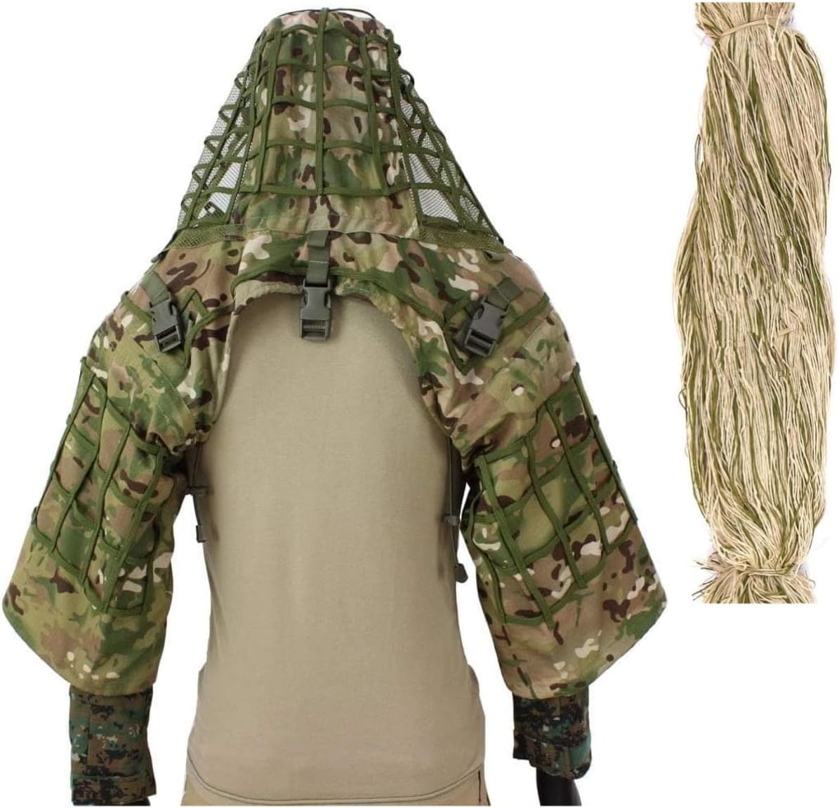 Sniper Ghillie Viper Hood, Tactical Ghillie Suit Foundation for Wargame, Hunting, Airsoft, Sniper Coat