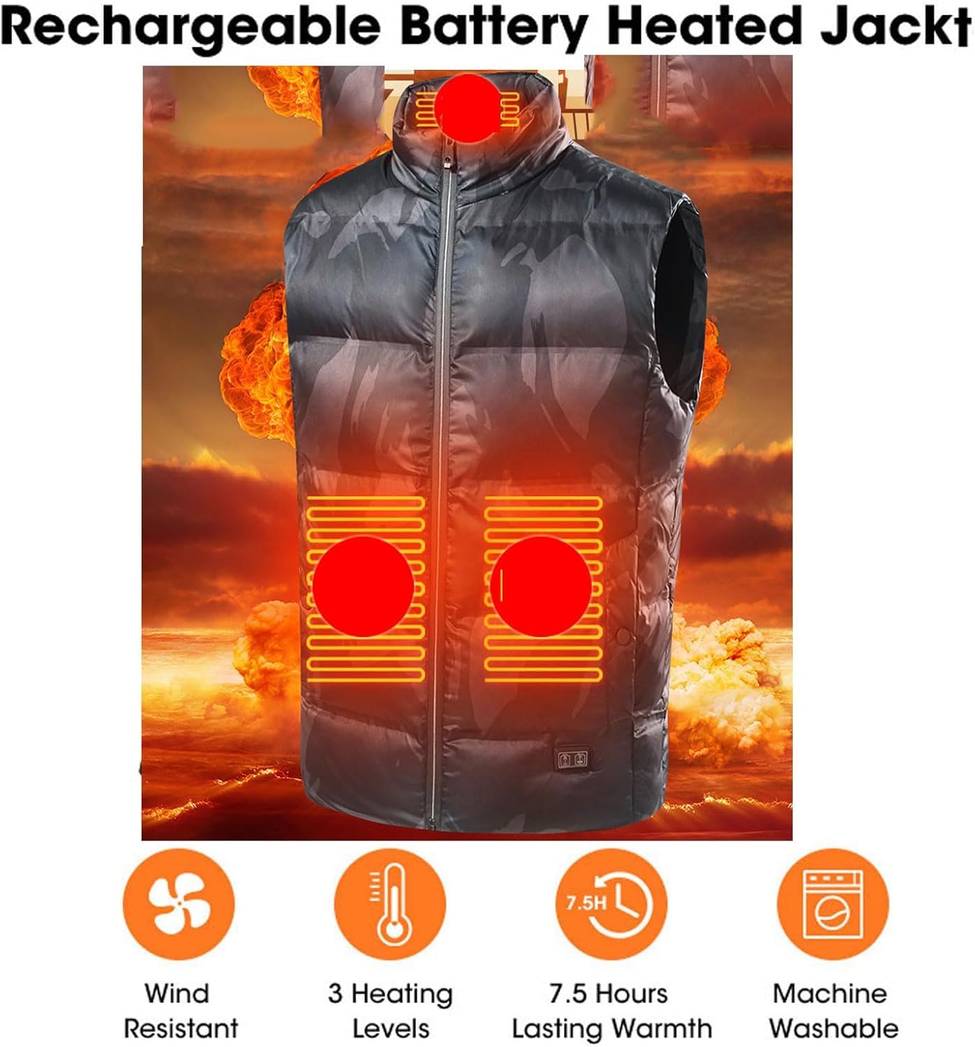 Gilet riscaldato Unisex da Uomo, Trapuntato, Abbigliamento da Esterno riscaldato, Gilet Elettrico da Caccia Invernale Senza Batteria(XXL)