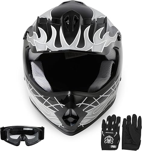 SLMOTO - Casco de motocross para niños y jóvenes, casco de motocicleta BMX, MX, cuatrimoto todoterreno, motocross, motocicleta de montaña, aprobado