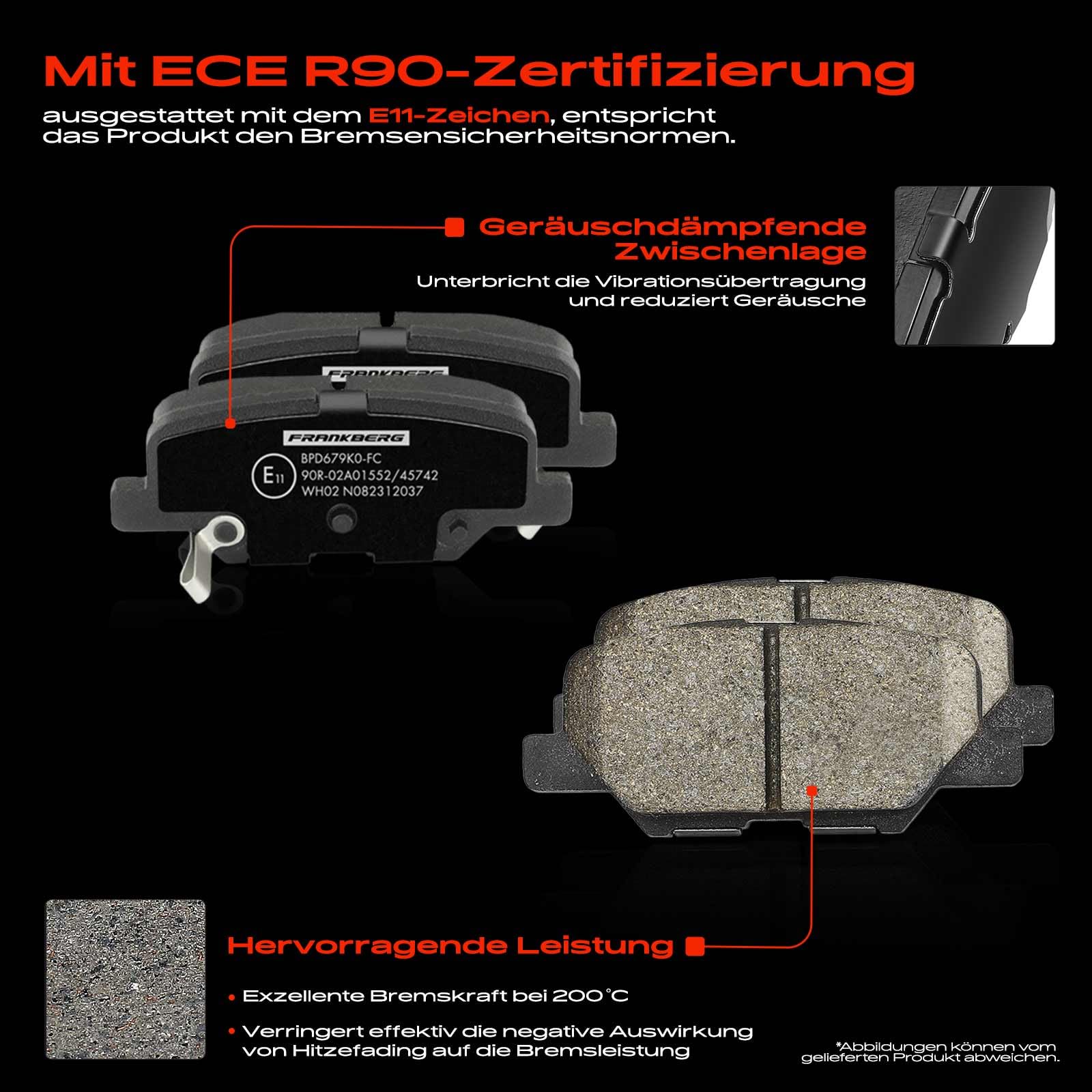 Frankberg 2x Bremsscheiben + 4x Bremsbeläge Hinten 4605B070 | Kompatibel mit Outlander III Van GFW GGW, 4.008E3, ASX Van GAW, ASX GAW, Outlander III GFW GGW ZJ ZK ZL, C4 Aircross