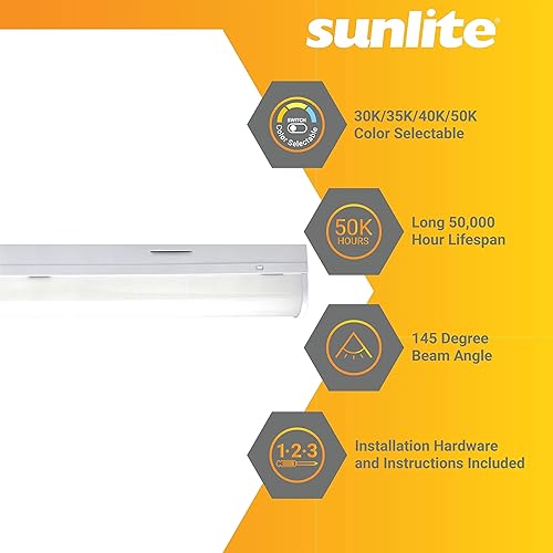 Miniatura 4 de Sunlite 85464 - Tira de luz LED de 2 pies, seleccionable de potencia 15W/20W/25W, 120-277 voltios, 1950/2600/3250 lúmenes, color seleccionable