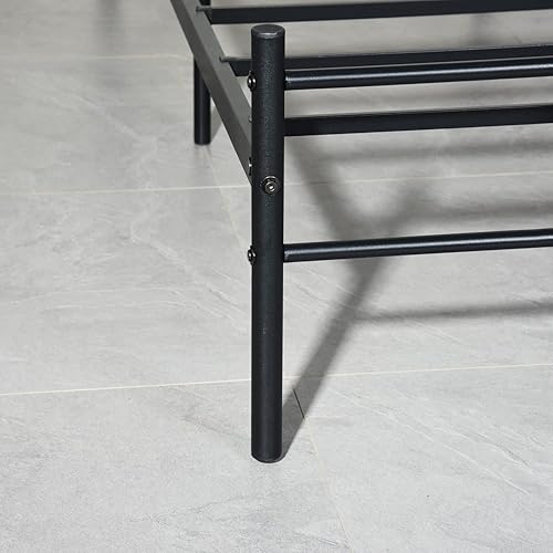 Miniatura 5 de Base de cama de metal de tamaño matrimonial de 13 pulgadas con cabecera y plataforma de estribo con almacenamiento no necesita somier base de