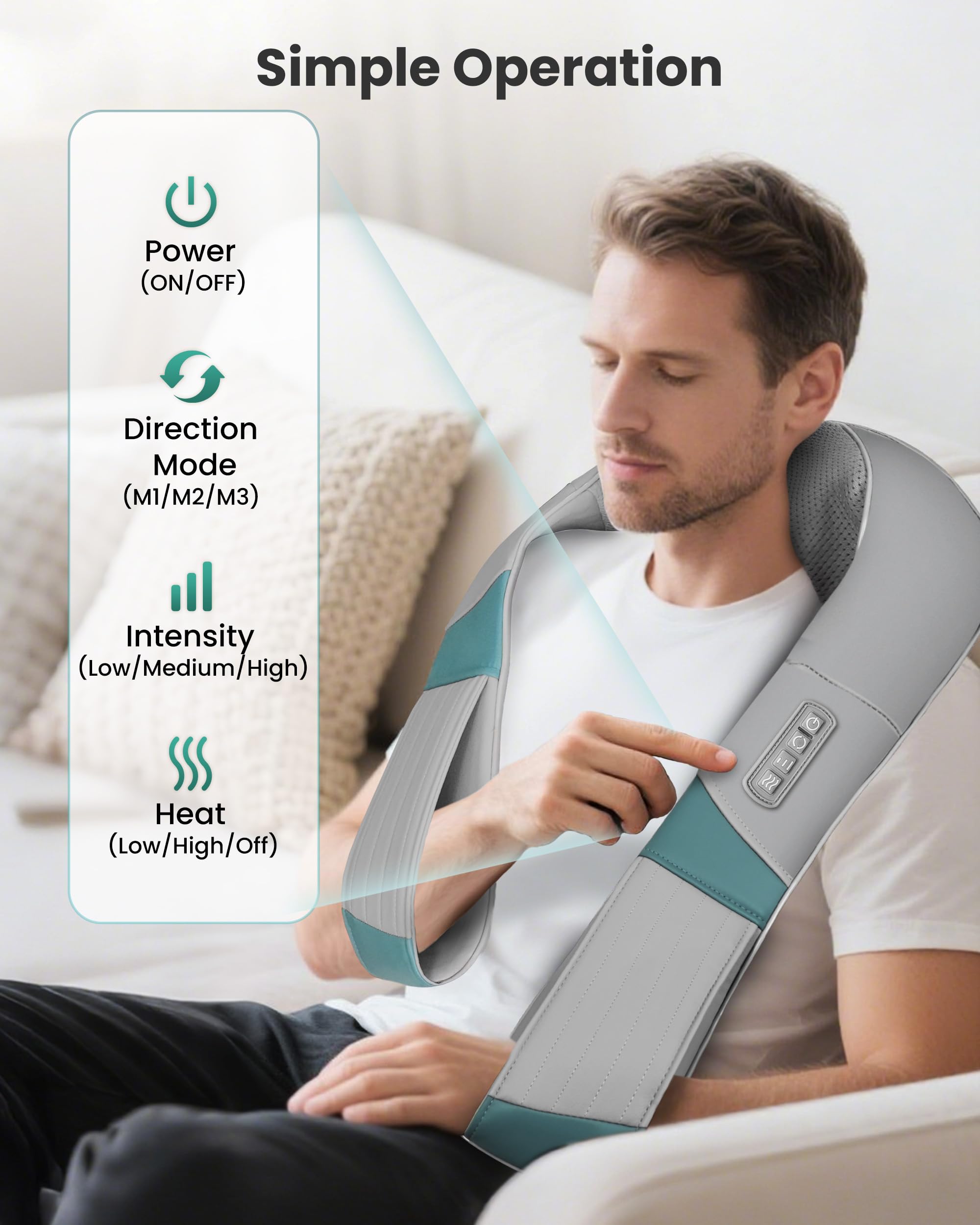 Snailax Masseur Cervical sans fil avec Chauffage, masseur de cou Shiatsu avec massage par pétrissage 4D, appareil de massage pour nuque épaules dos, cadeaux pour hommes/femmes