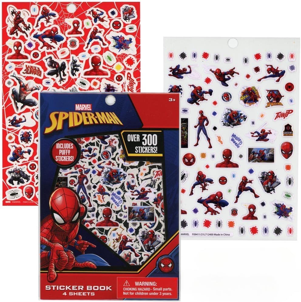 Spiderman Sticker Book with 4 Puffy Sticker Sheets for Kids