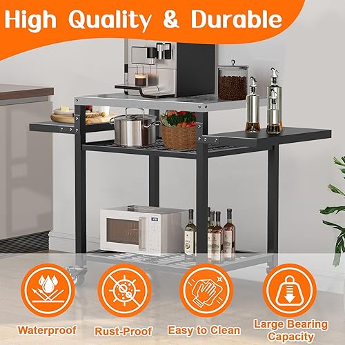 Miniatura 11 de Mesa de parrilla para exteriores, carrito de parrilla móvil para parrilla Blackstone, soporte para horno de pizza para Onni, mesa de preparación