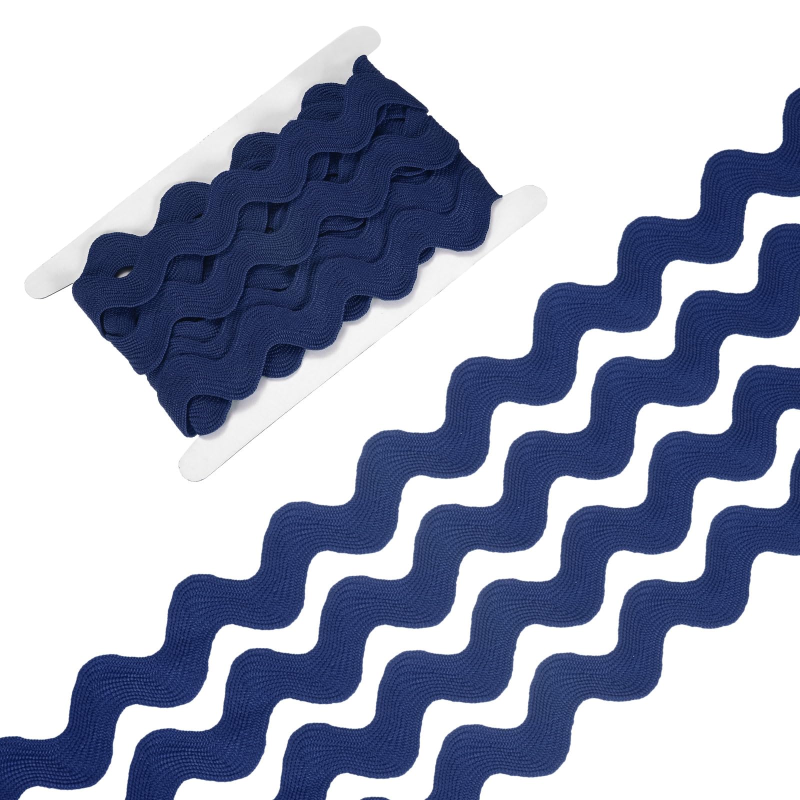 M METERXITY Rick Rack Trim, 5 Yard 20mm / 0.8 Inch Wave Bending Fringe Trimming Ribbon for Sewing/DIY Crafts/Clothes/Decoration, Polyester RIC Rac Trim [Deep Blue]