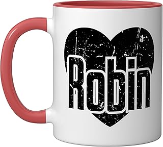 I Love Robin Cute First Name I Heart Robin Ceramic Mug, Red/White