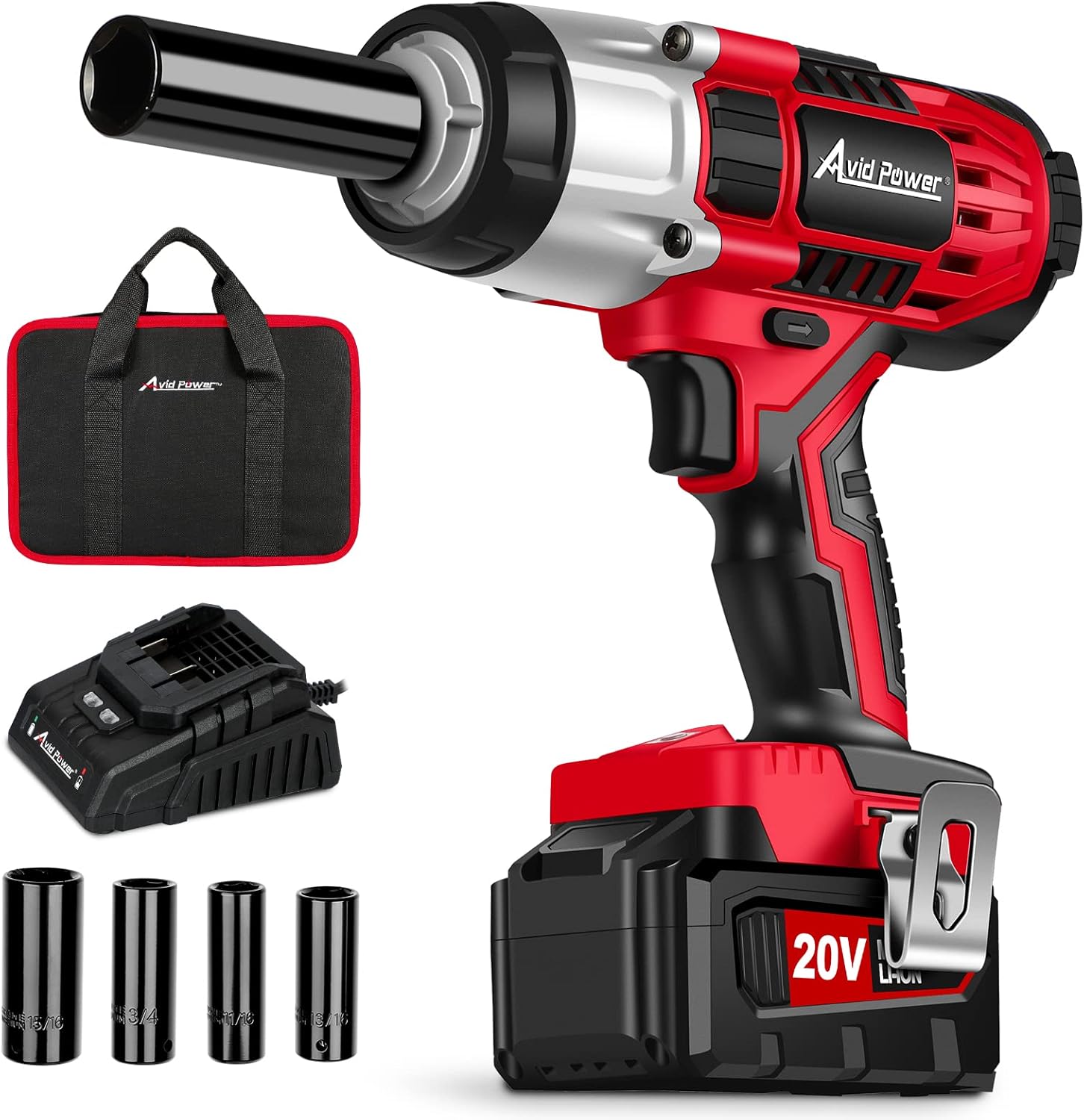 Amazon.com: AVID POWER Llave de impacto inalámbrica, pistola de impacto de  1/2 con par máximo de 330 pies (450 N.m), kit de controlador de impacto de  20 V con batería de iones