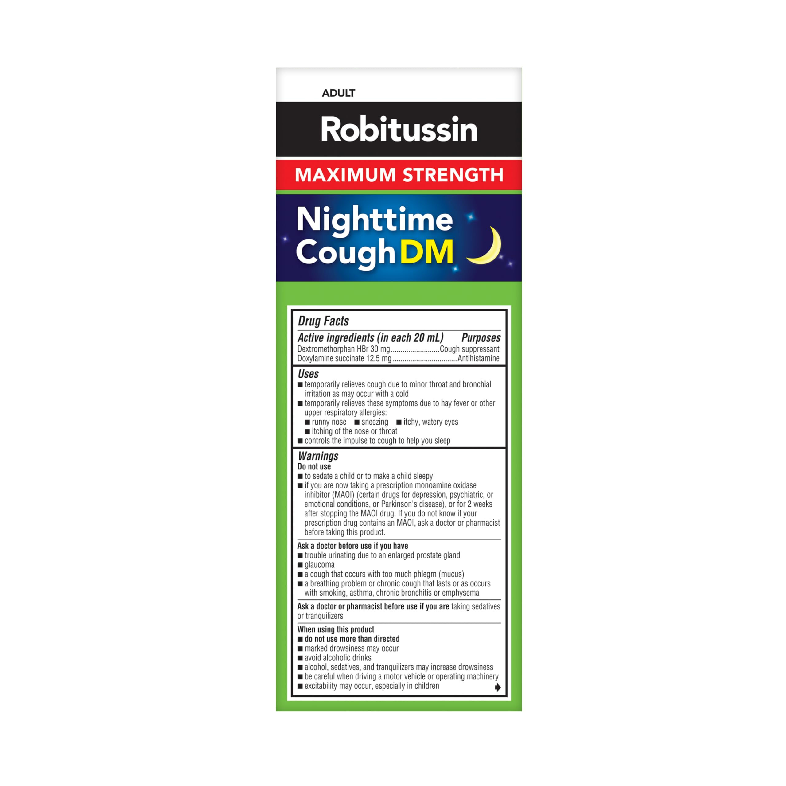Robitussin Maximum Strength Nighttime Cough DM, Cough Medicine for Adults, Berry Flavor - 8 Fl Oz — Amazon image 9