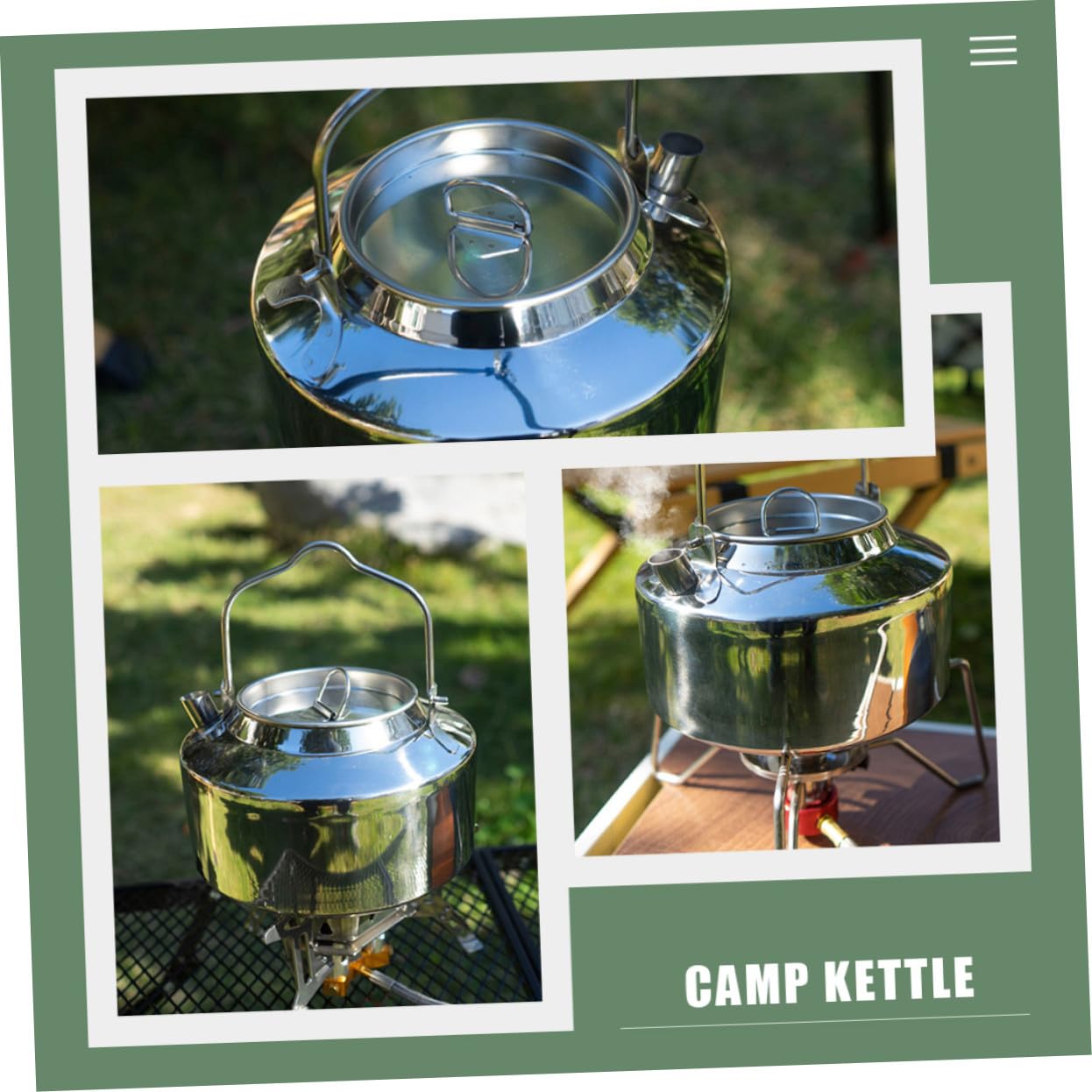 Tetera Portátil de Acero Inoxidable para Exteriores, Hervidor de Agua Multifunción, Ergonómico y Resistente, Adecuado para Camping, Senderismo y Cocina al Aire Libre