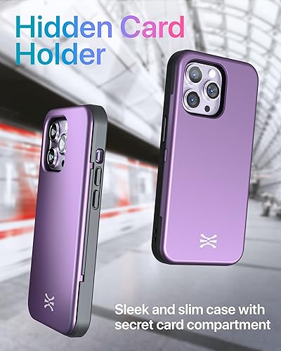 Miniatura 4 de TORU CX Slim - Funda tipo cartera para iPhone 14 Pro Max Funda protectora a prueba de golpes resistente con tarjetero oculto y ranura para