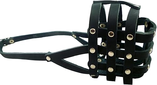 Miniatura 3 de Negro cesta bozal de perro de piel auténtica suave  109Morro de Boxer Bulldog circunferencia de 13 longitud 35