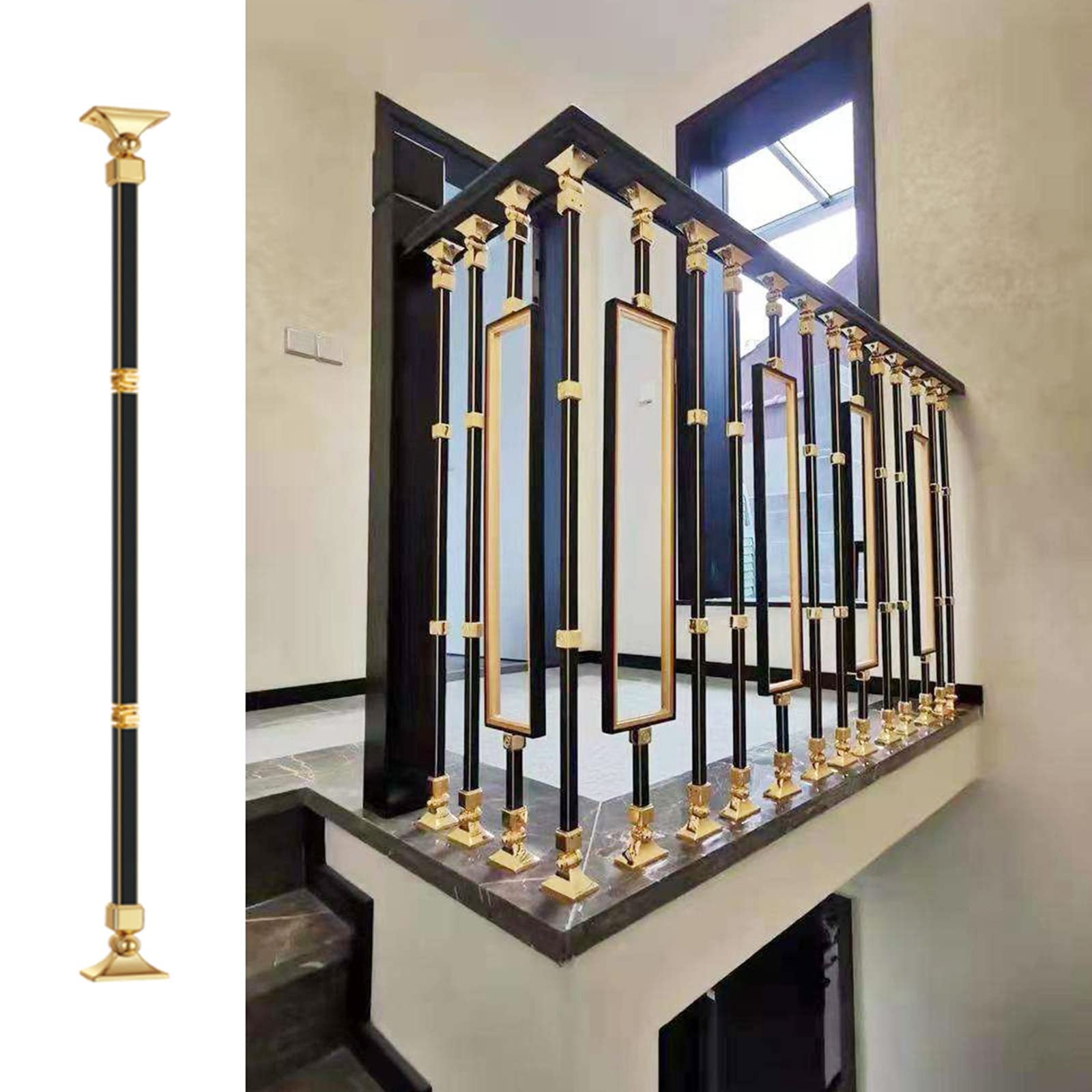 Poteau garde-corps verre 95cm balustrade de terrasse recoupable en métal pour sécurité escalier
