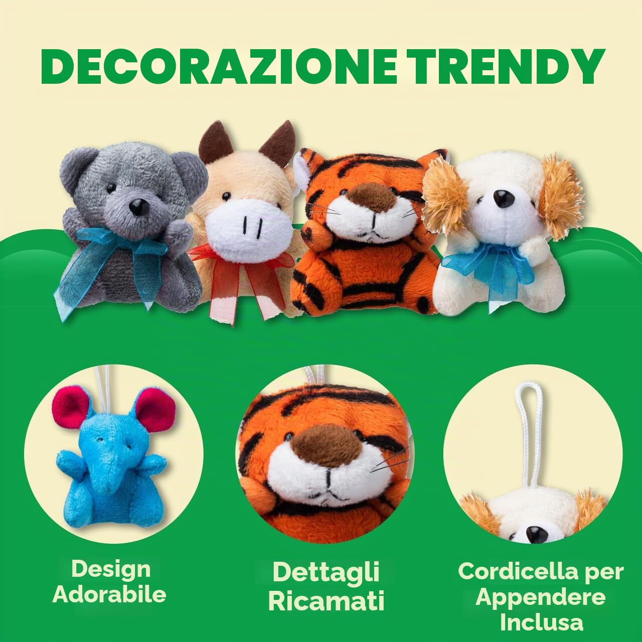 JOYIN 12 Pack casuale Mini Animal Plush Toy Assortment 6,3-7,6 centimetri ciascuno Bulk animali farciti per bambini, piccoli animali peluche portachiavi decorazione, festa di Pasqua Favori