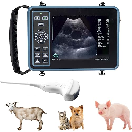 DAWEI Veterinary Ultrasound Machine for Pregnancy Portable Scanner with 3.5Mhz Convex Probe Waterproof Probe for Pig,Sheep,Dog,Cat,Livestock,Pet use