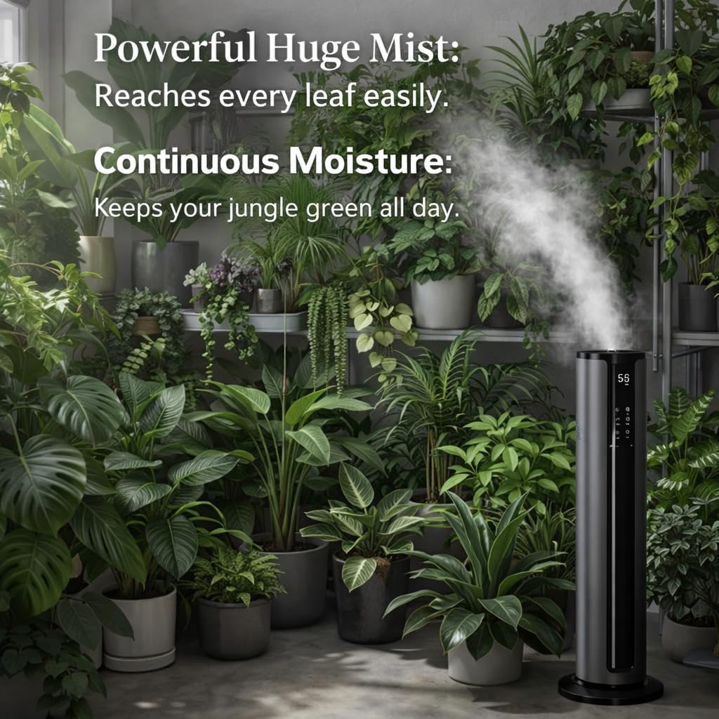 9L Large Humidifier for Bedroom, 28dB Whisper Quiet Cool Mist Humidifier for Home Office, Top Fill, 500sq.ft Coverage, Smart Humidity Control, Sleep Mode & Timer